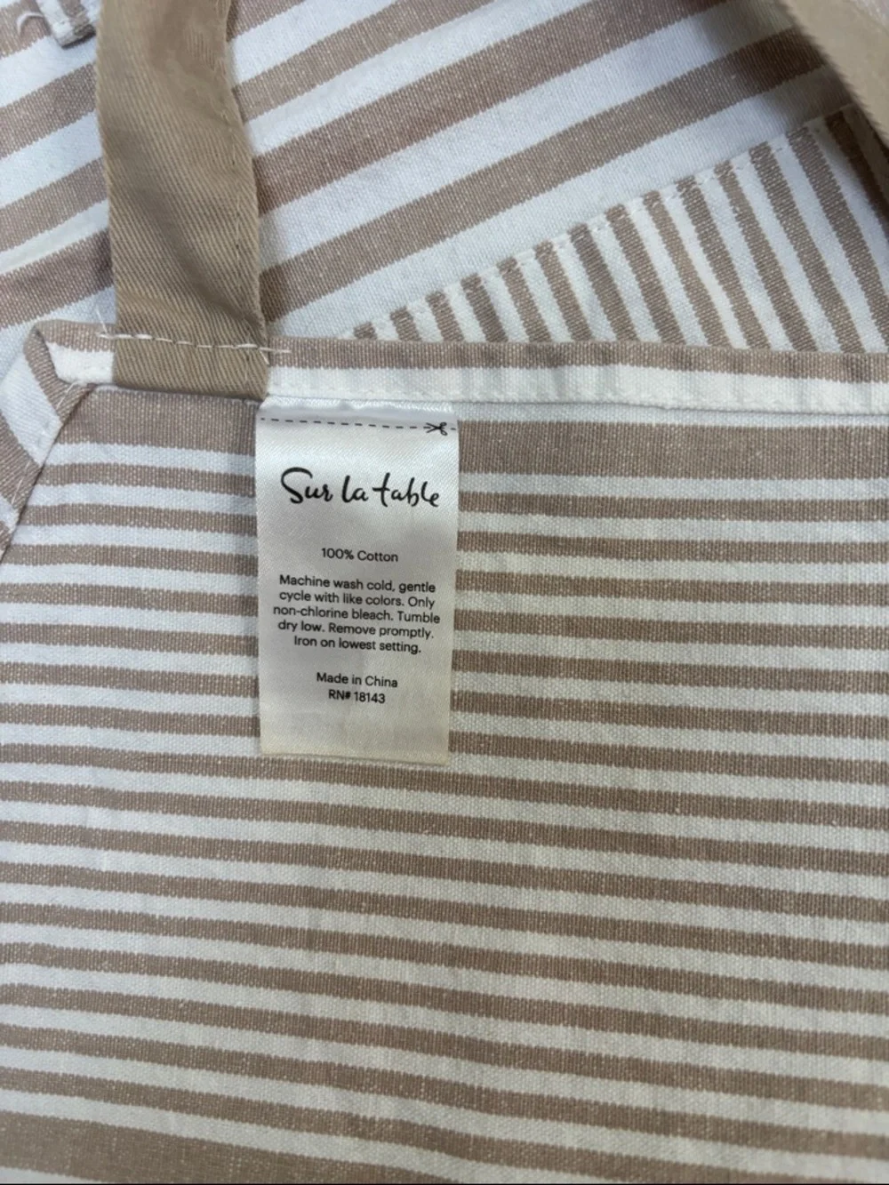 Sur La Table Striped Cotton Apron in Beige and White - Picture 3 of 3